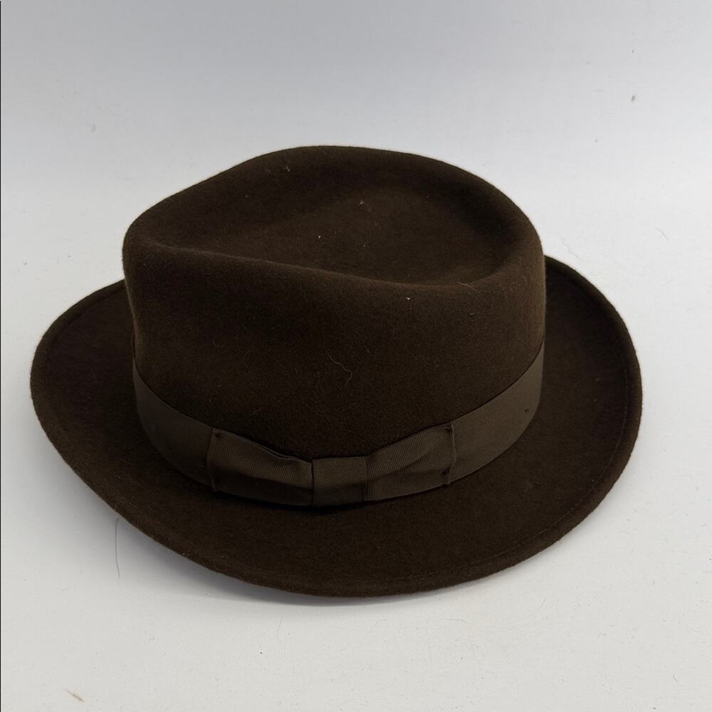 Borges & Scott 100% wool felt water repellent short brim fedora hat sz 7.25